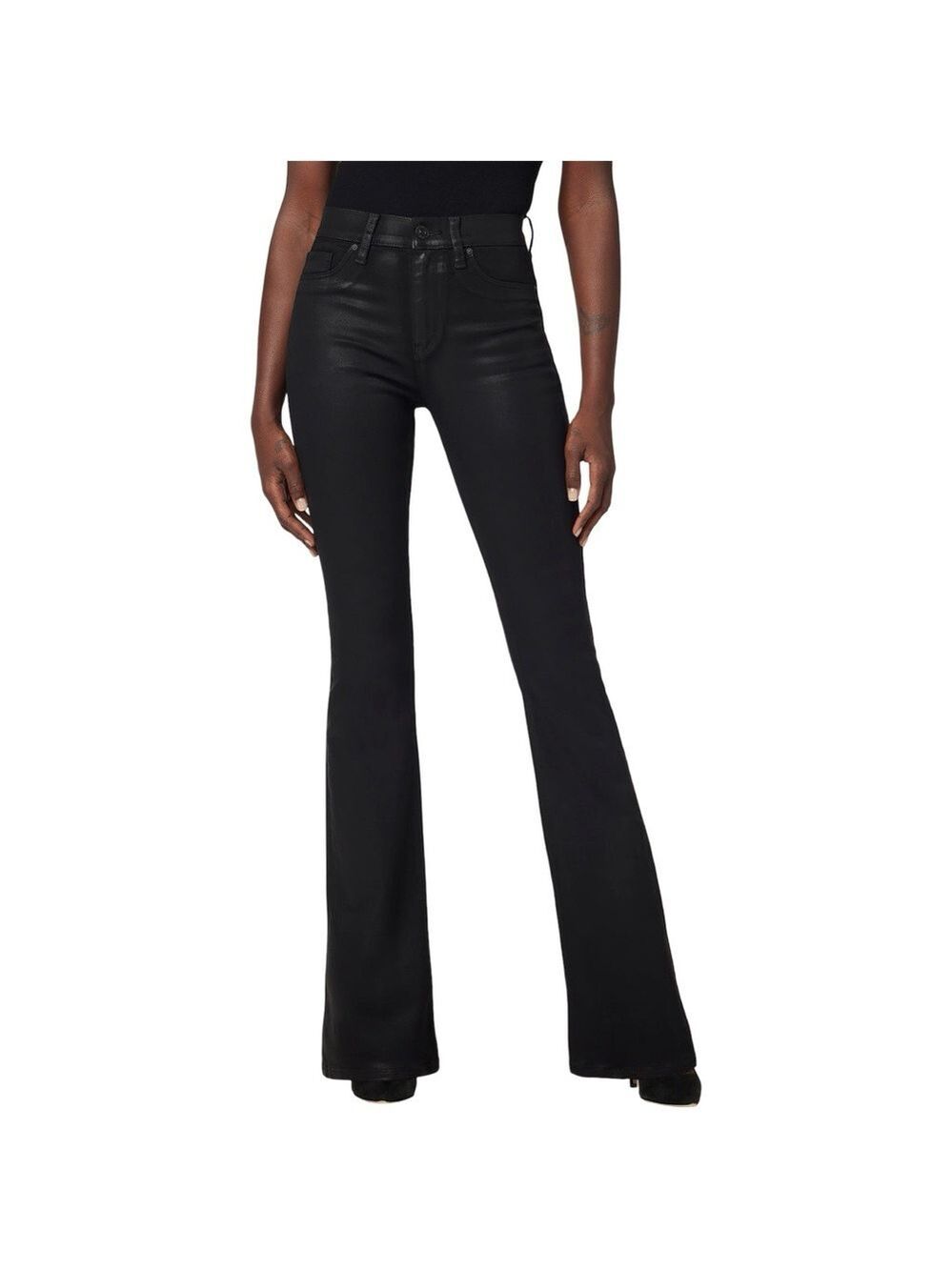 NWT $225 Hudson Barbara High-Rise Bootcut Jean Noir Coated 34.5” Inseam (Tall) - Picture 6 of 16